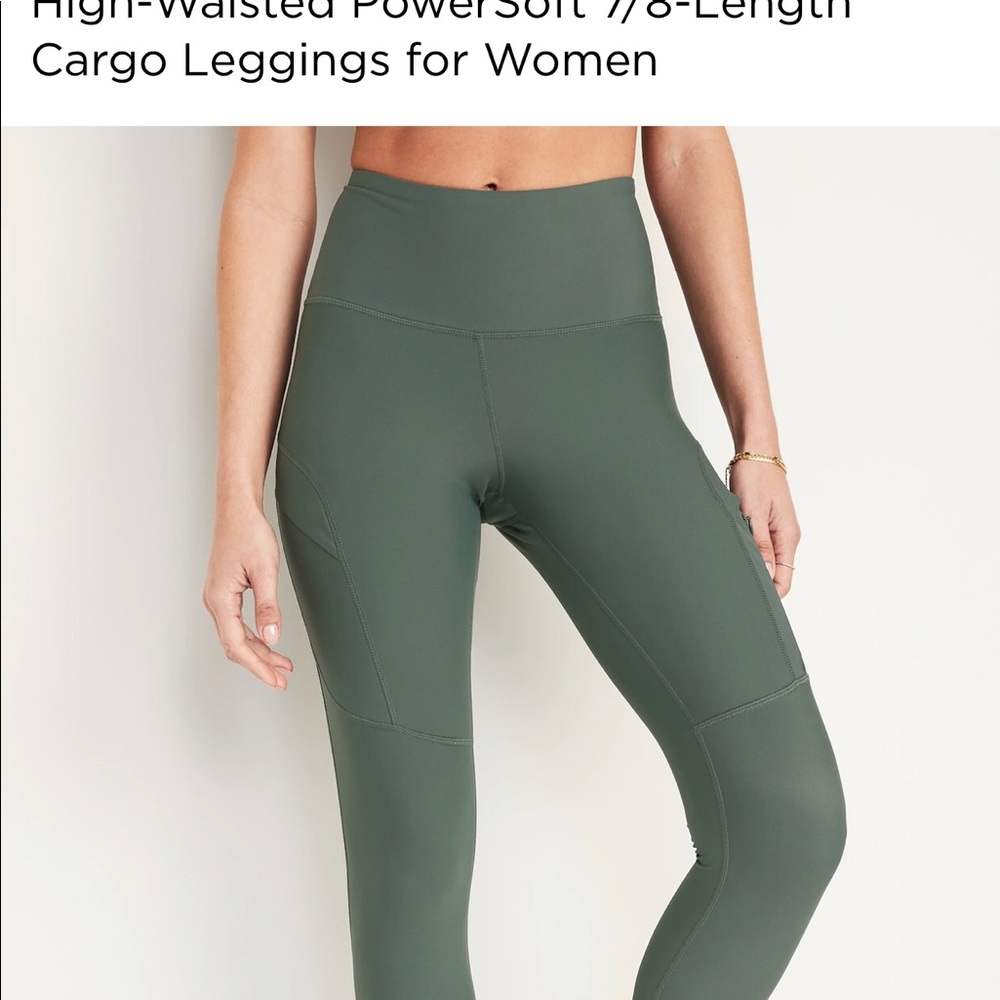 High waisted 7/8 length cargo leggings